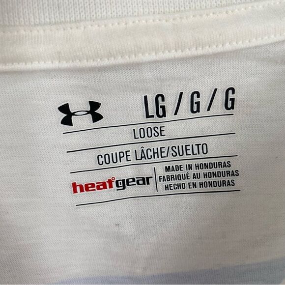 Under Armour Men's White Tee with Blue Stripe size L - Picture 2 of 3